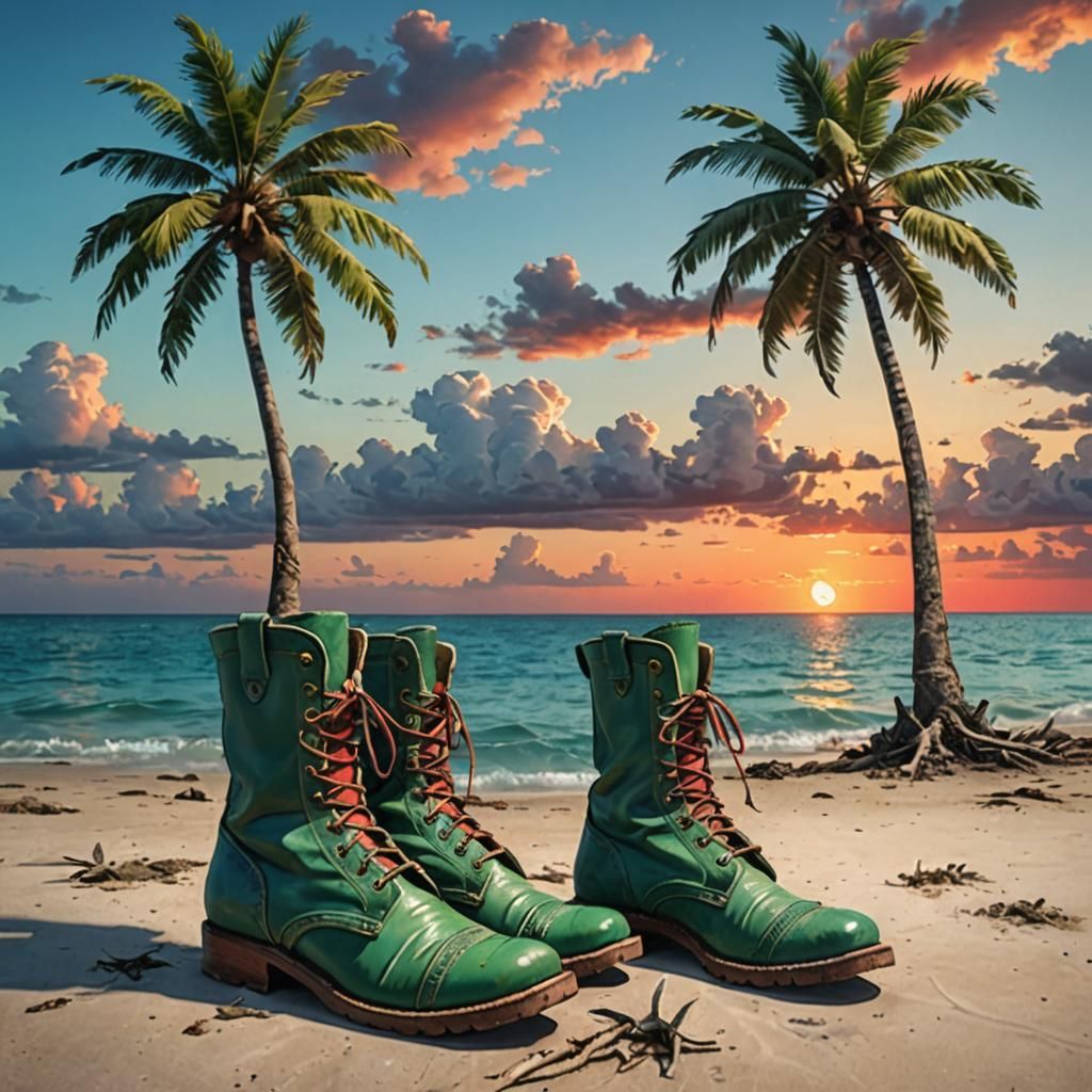 Cartoon Palm Trees Grow From Cuban Boots