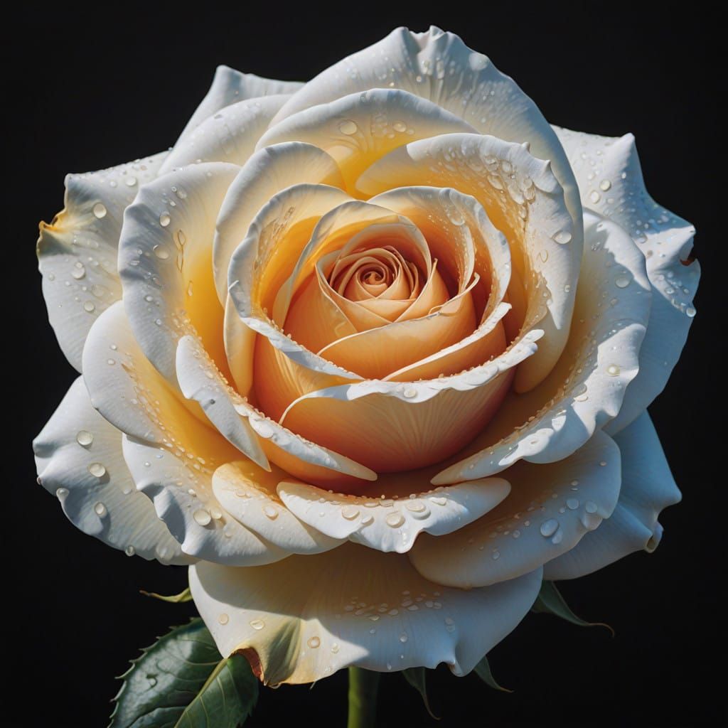 Hyper-Realistic Rose in Geometric Harmony