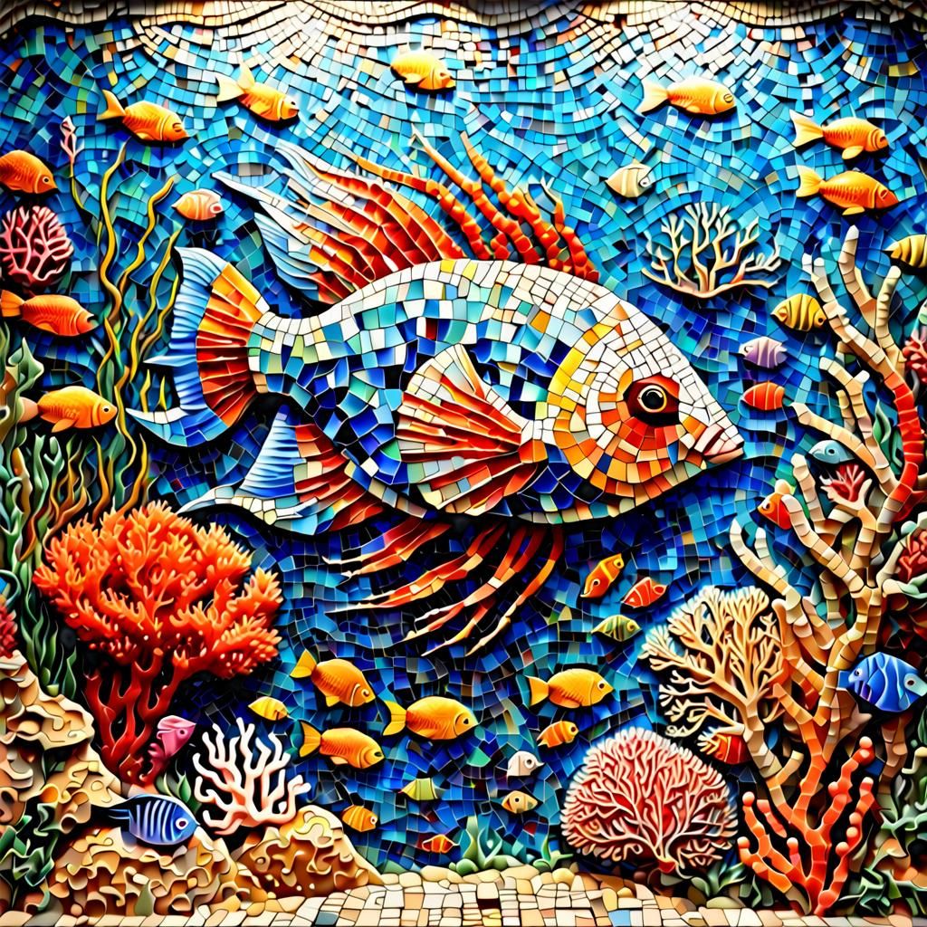 Aquatic Mosaic Art in Stunning Ocean Colors