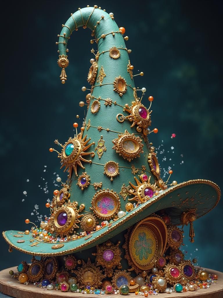 Majestic Wizard's Hat with Magical Ingredients