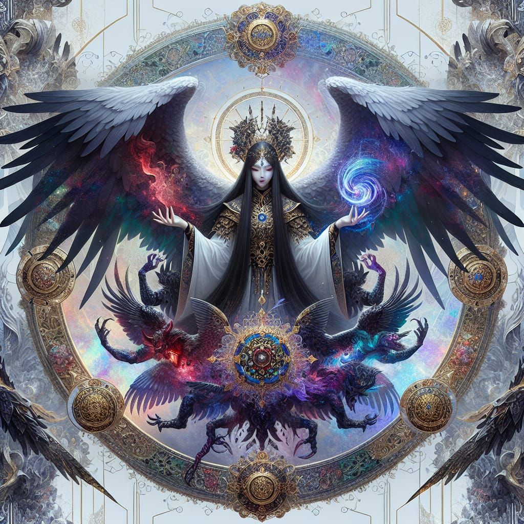 Detailed Matte Painting of Seraphim-Demon Hybrid