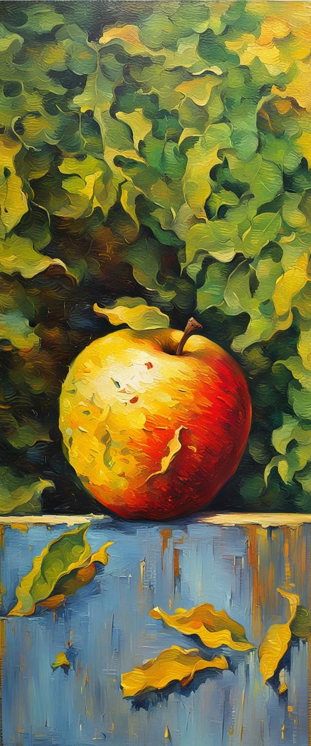 Golden Apple as Expressionist Oil Painting