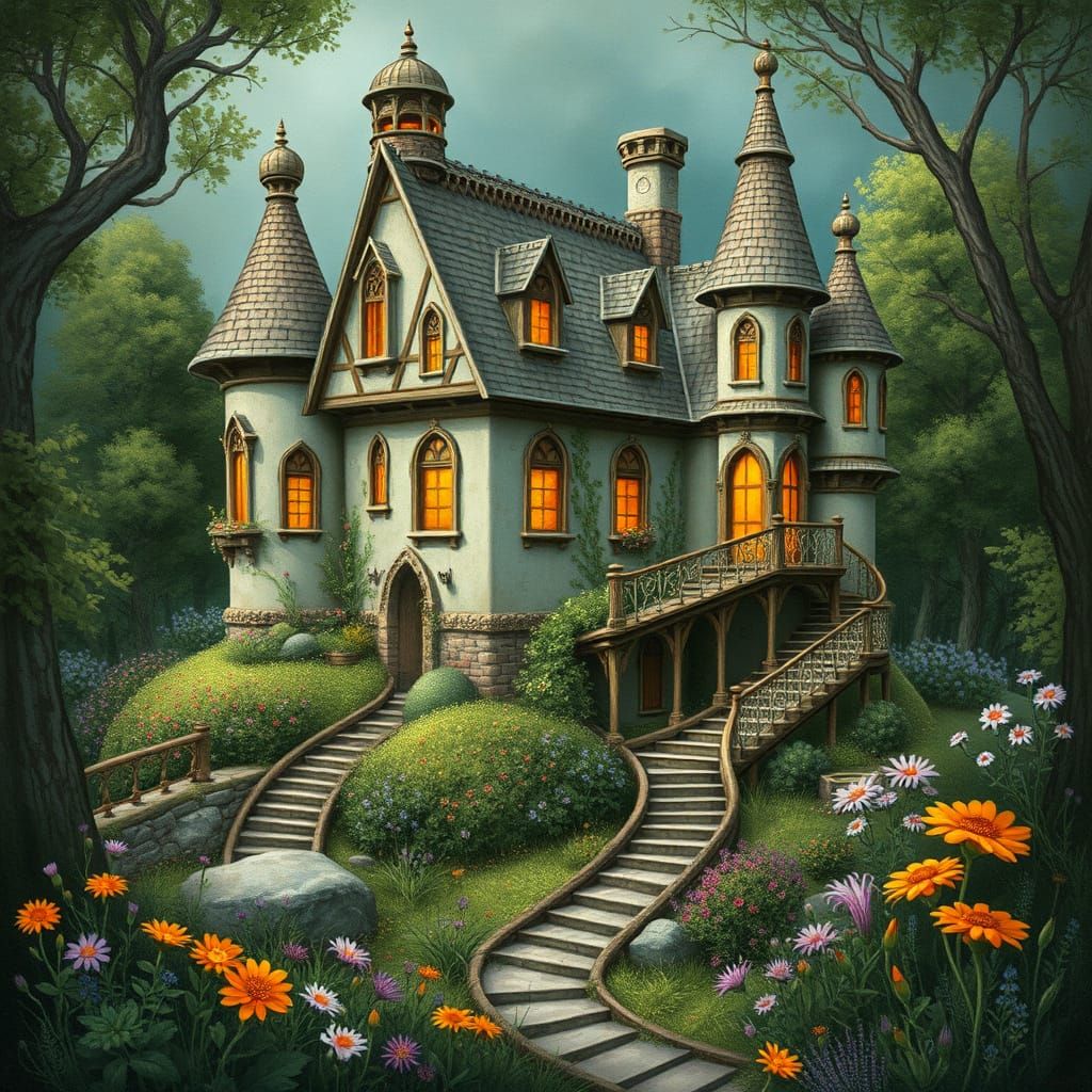 Enchanting Fairy House Illustration