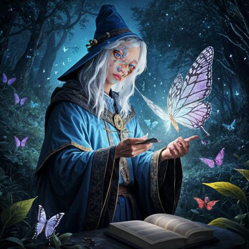 Wizard Transforms into Vibrant Butterfly in Whimsical Scene
