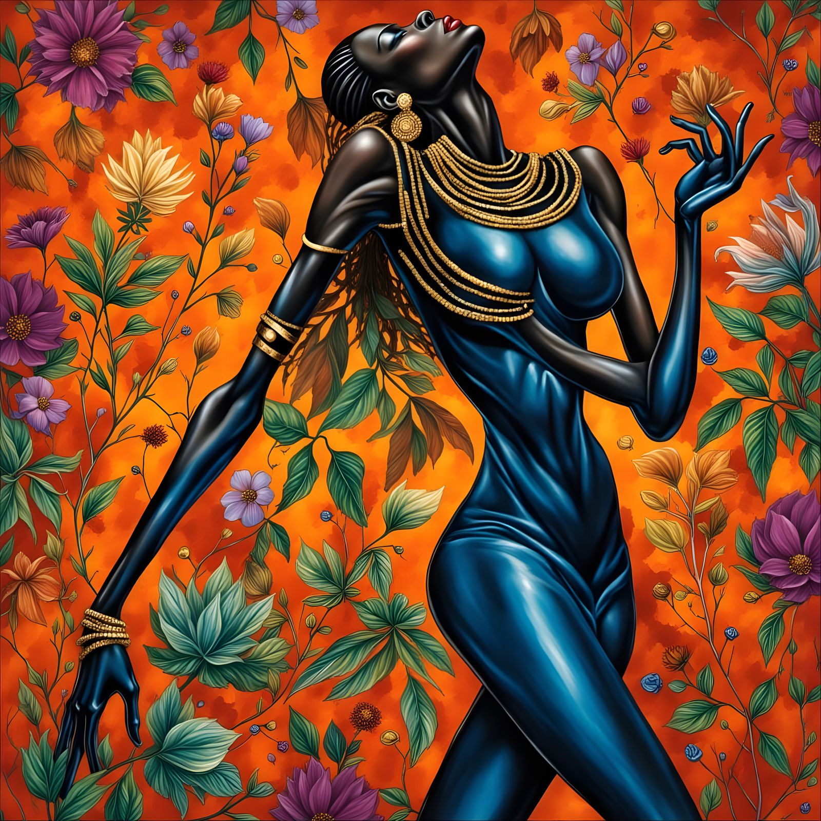 Surreal Portrait of Black Woman With Elongated Neck