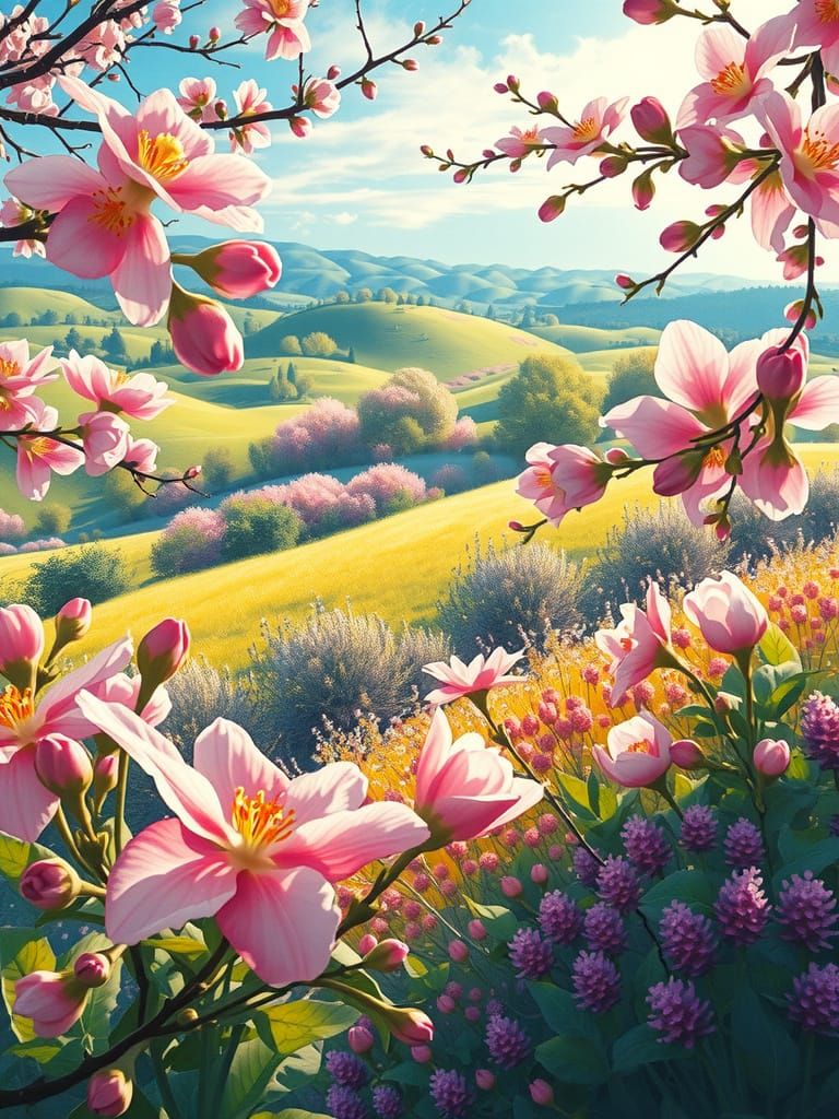 Lush Spring Landscape in Soft Focus