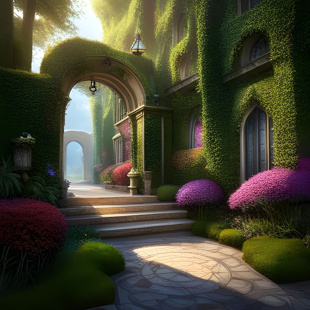 Ornate Elvish Garden with Pristine Flowers