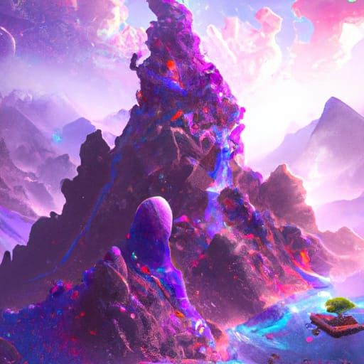 Purple Geode Mountain Landscape Digital Matte Painting