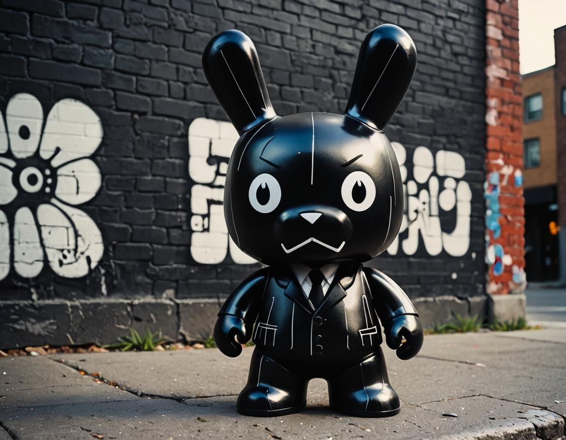 Dunny Figure in Black Suit, Urban Pop Art