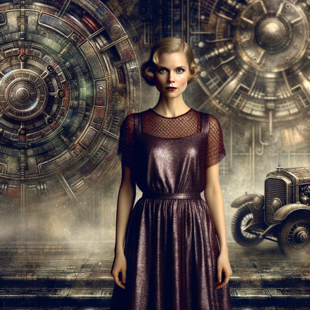 Swedish Pin-Up Model in Moody Alternative History Scene