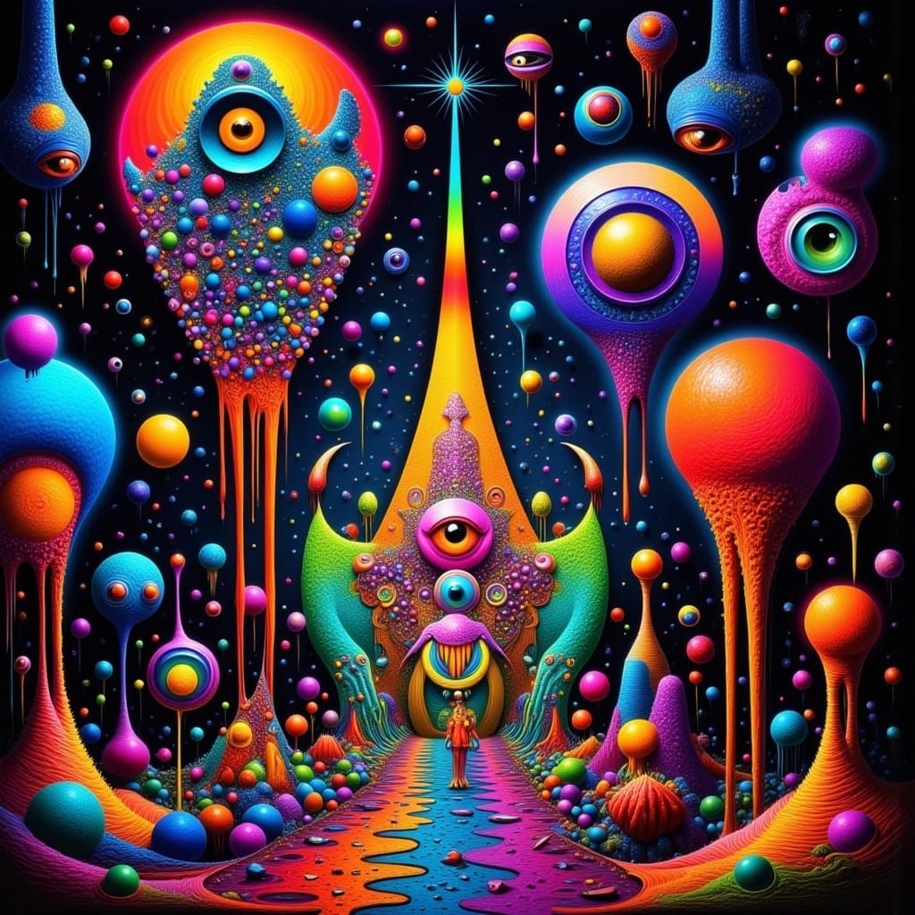 Surreal Alien Royalty in Neon Dreamscape