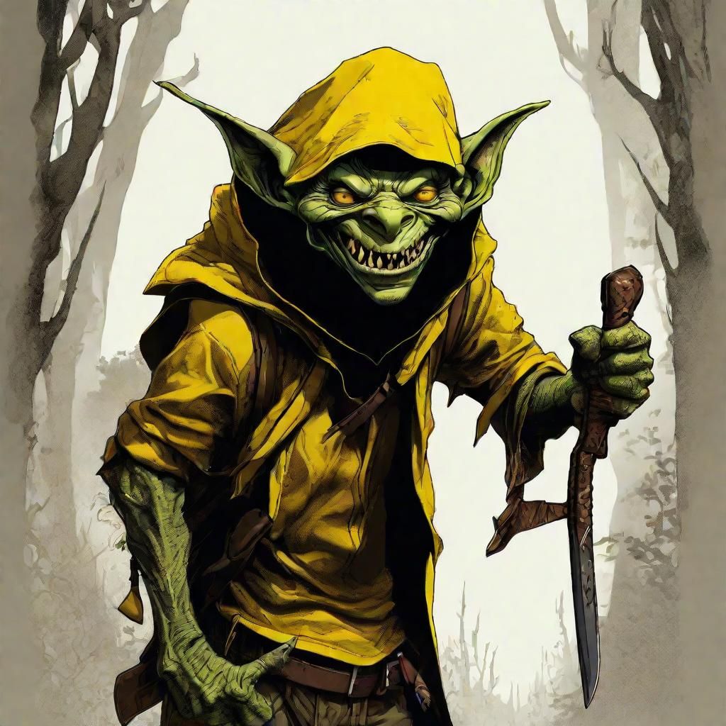 Mischievous Goblin Thief in Mystical Forest