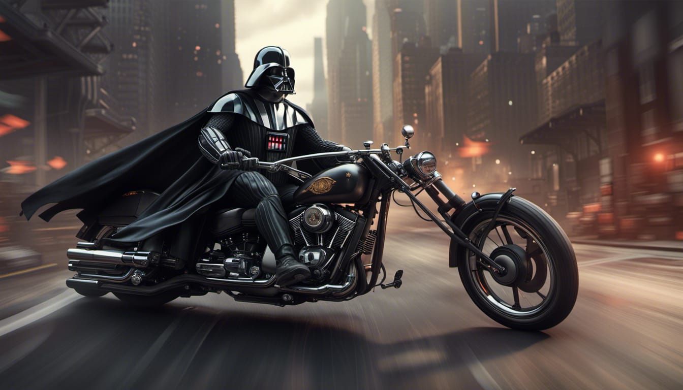 Darth Vader Rides Harley: Detailed Matte Painting
