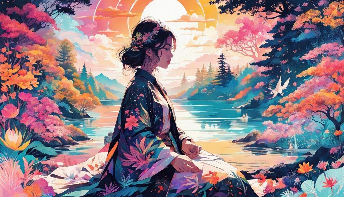 Colorful Double Exposure Collage in Maximalist Style