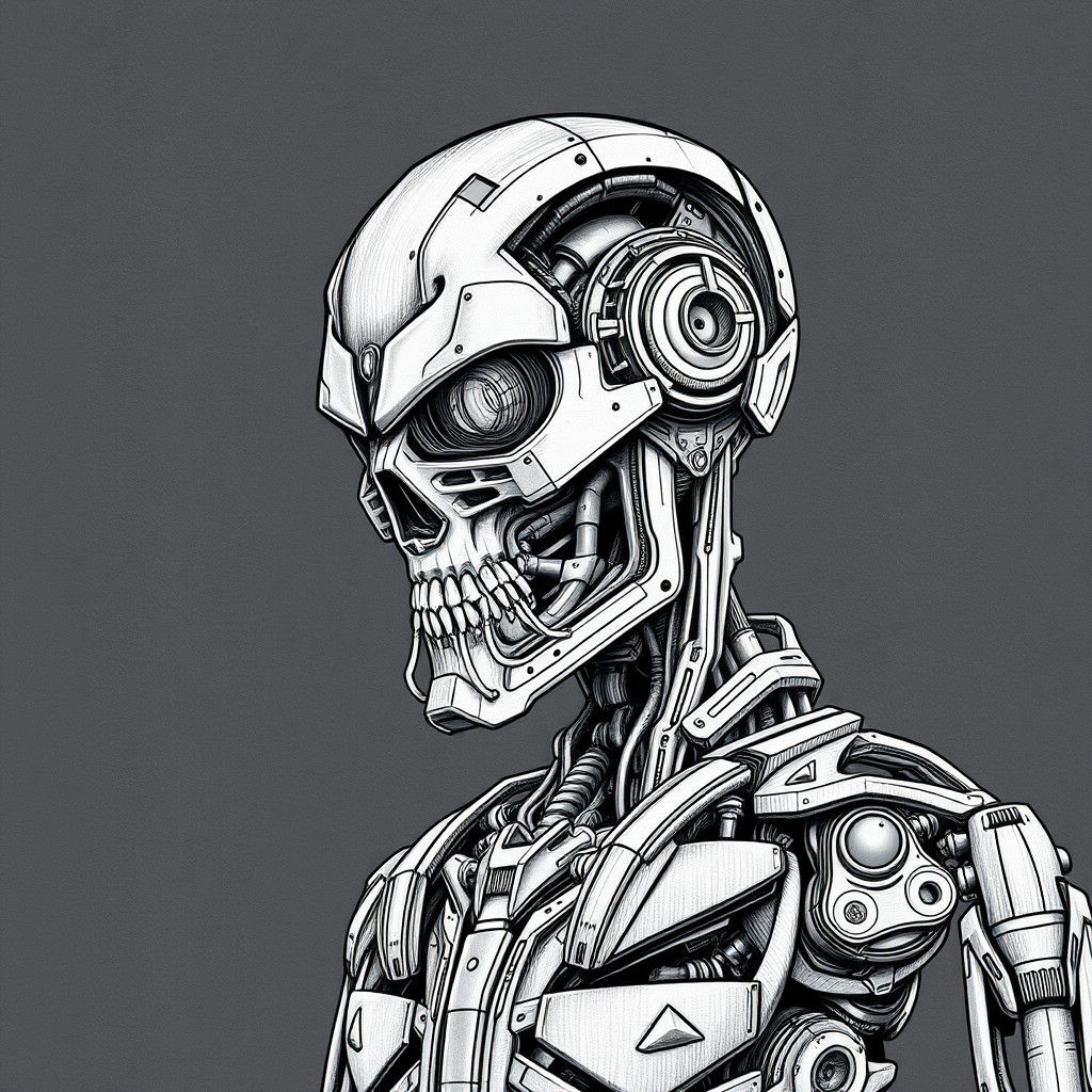 Terminator Robot in Doodle Art Style