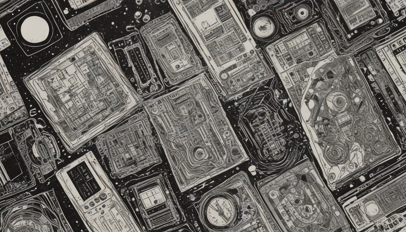 Retro Comic Book Art with Futuristic Space Chip Systems