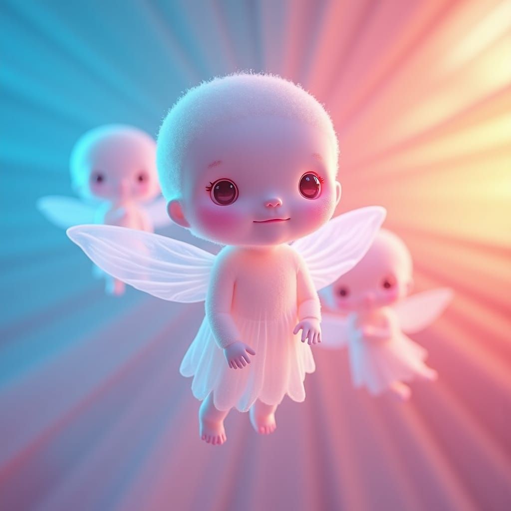 Ethereal Translucent Ghosts in Radiant Dreamscape