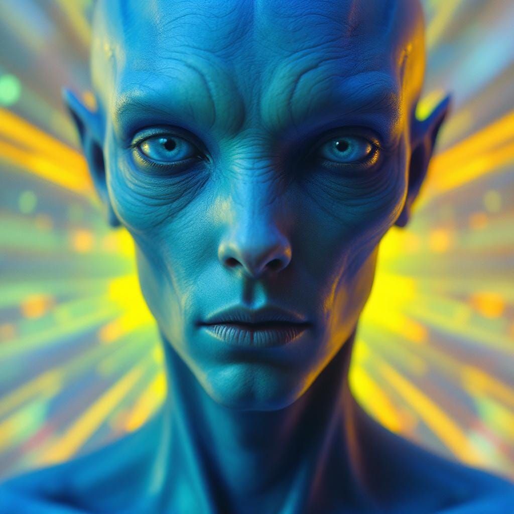 Interdimensional Alien Portrait in Gouache and Watercolor St...