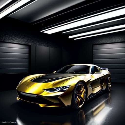 Exclusive Car in Modern Garage: Digital Painting