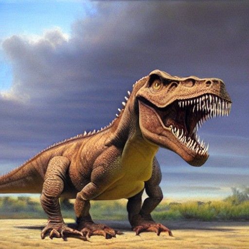 Dinosaur Oil Painting in Gurney Style