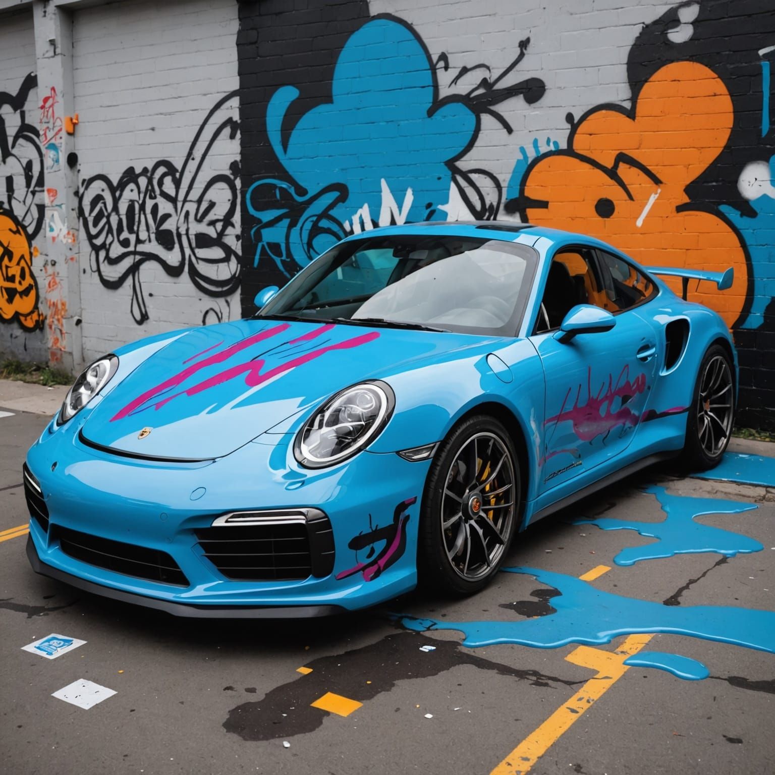 Vibrant Graffiti Porsche 911 Turbo