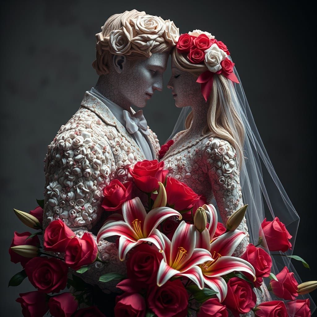 Love in Hyperrealistic Floral Splendor