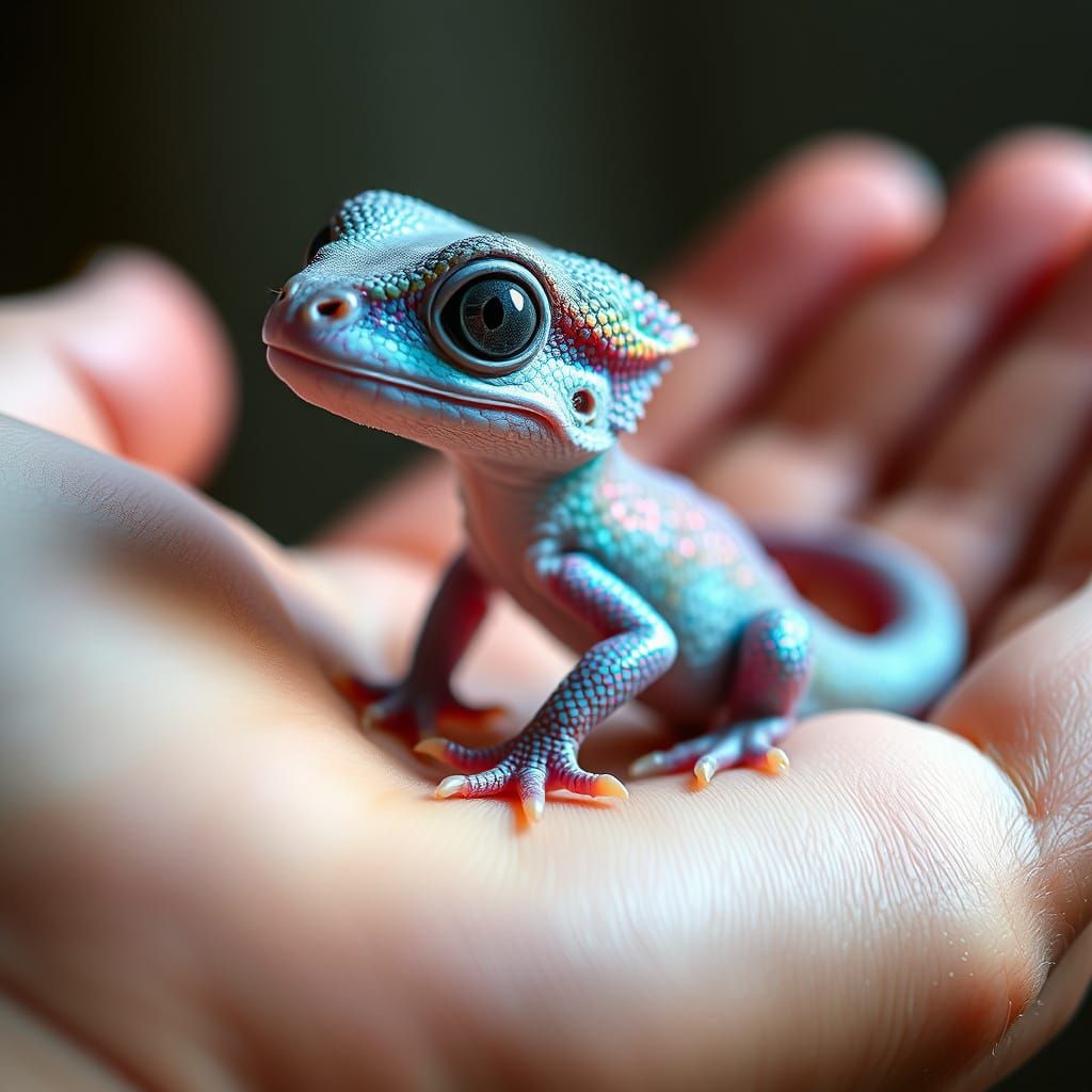 A Tiny, Shimmering Dragon in Gentle Embrace