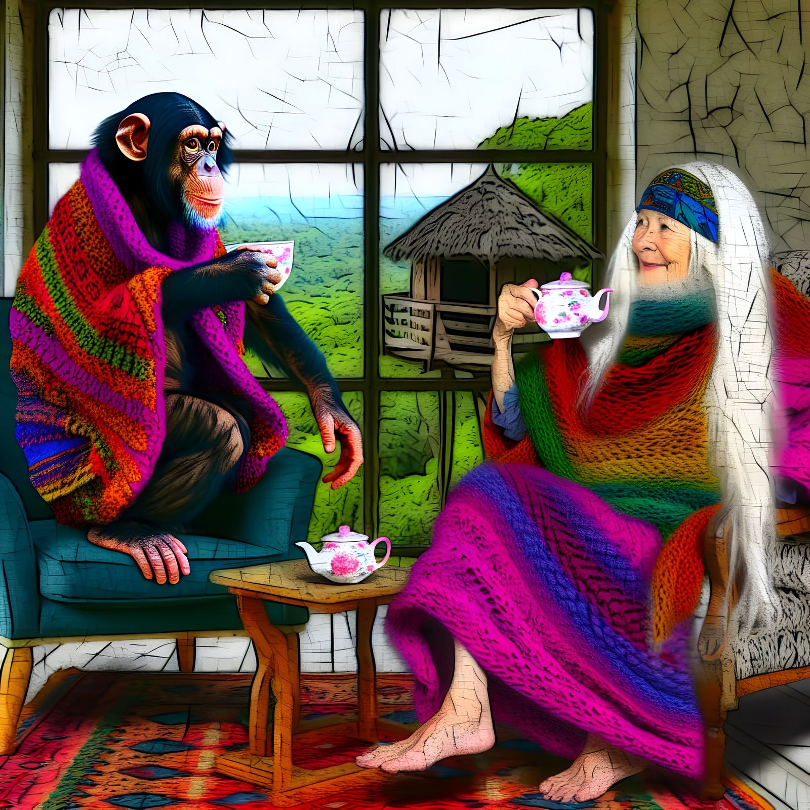 Having a friend over for tea