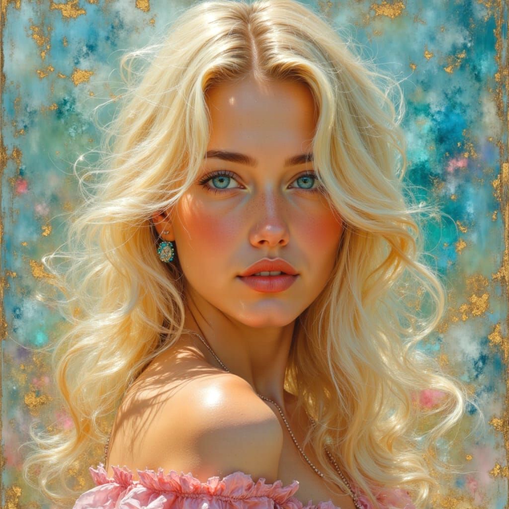 Dreamy Oil Painting of Ballerina in Colorful Bokeh