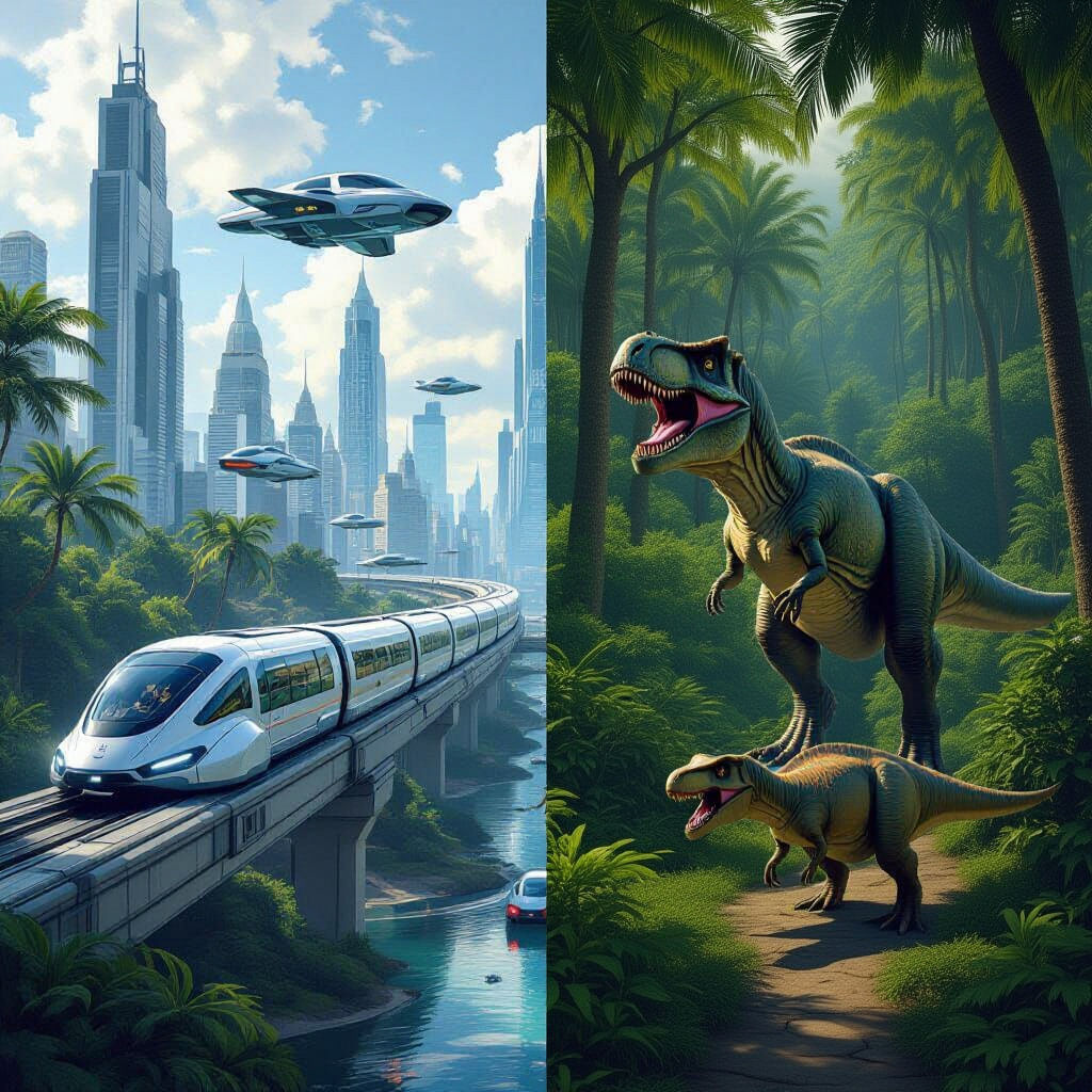 Dystopian City Meets Prehistoric Jungle