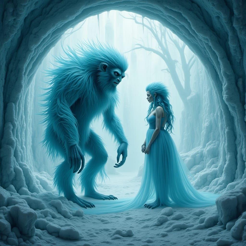 Neanderthal Couple in Ice Hotel