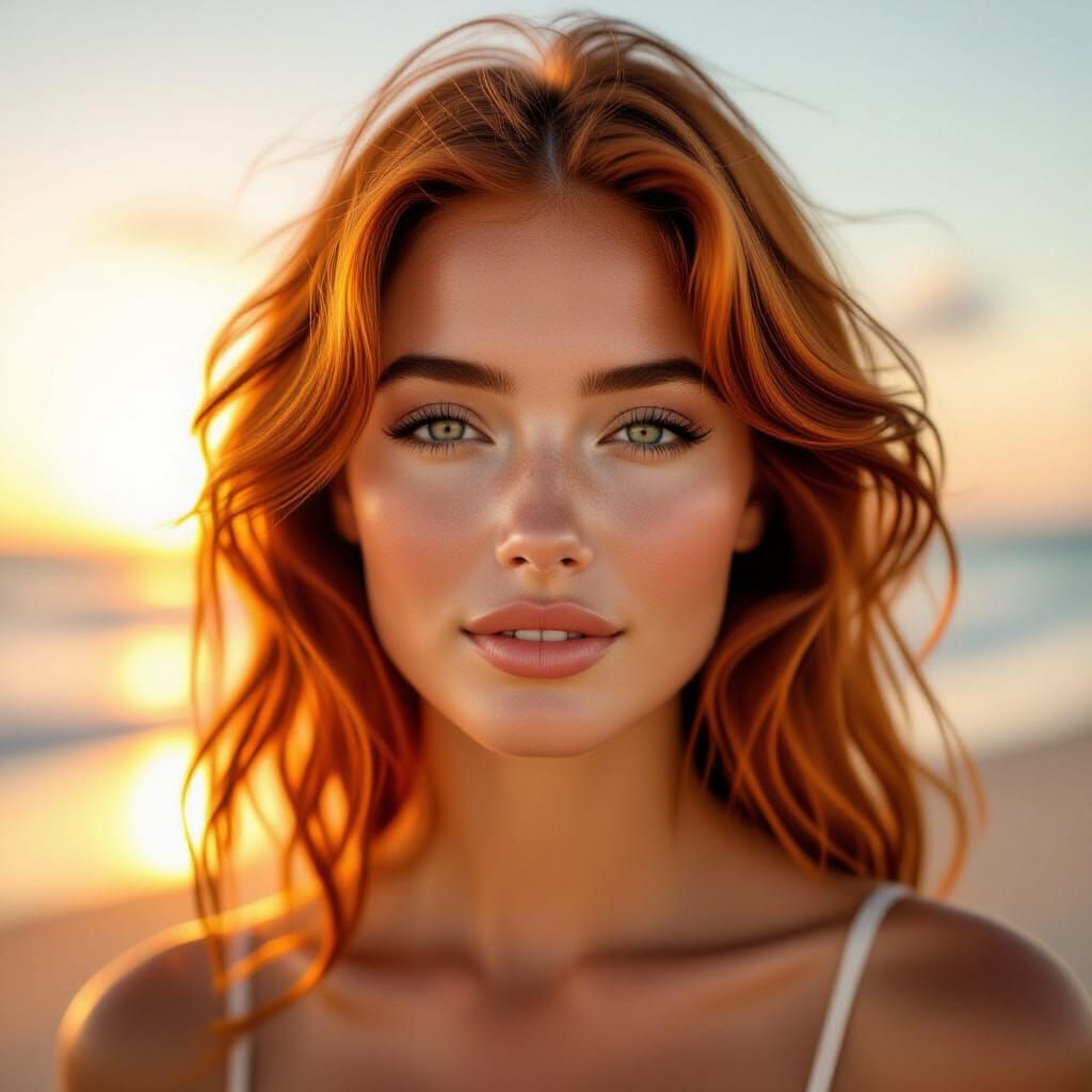 Golden Hour Portrait of a Red-Haired Woman
