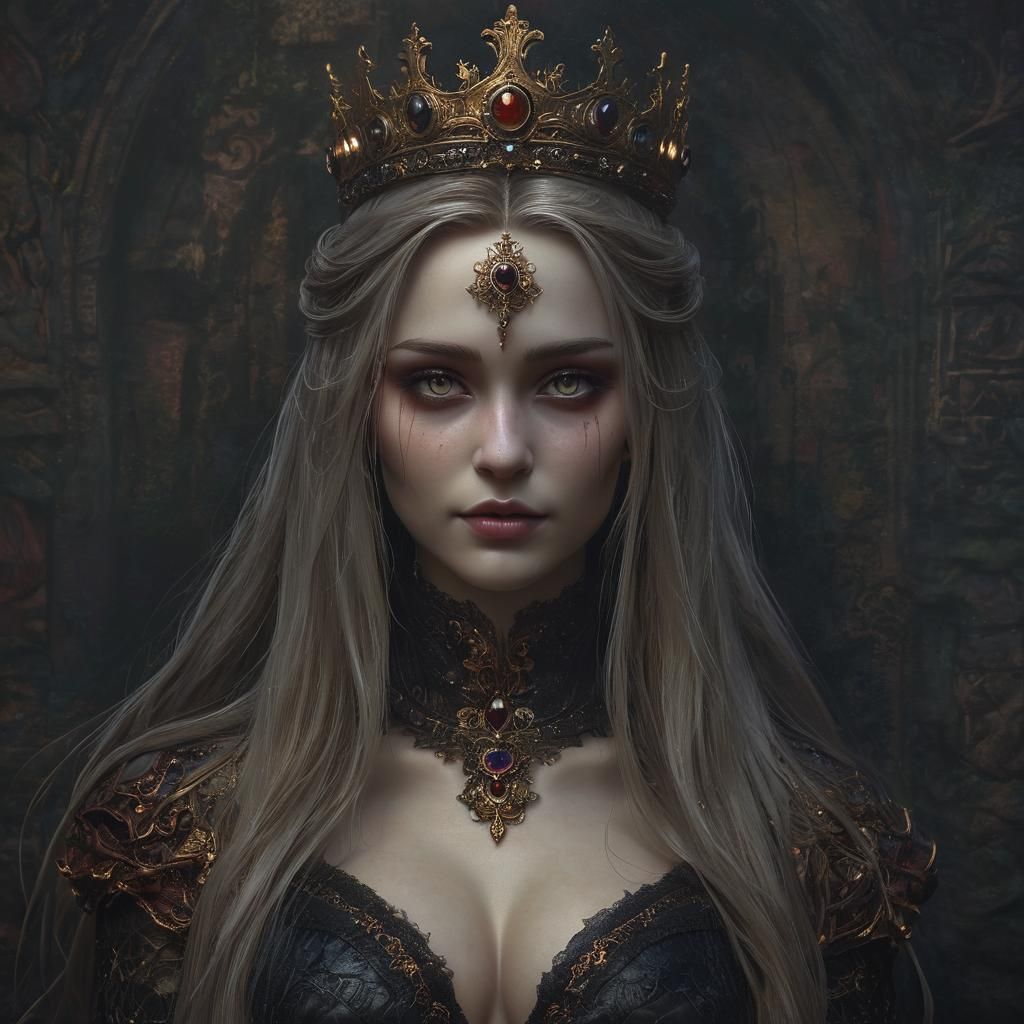 Gothic Dark Fantasy Queen with a Smile