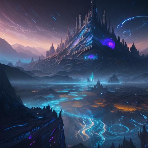 Otherworldly Rivers of Light: a Detailed Matte Painting