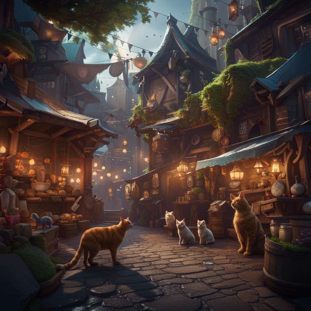Cat-Managed Pet Market: Detailed Matte Painting