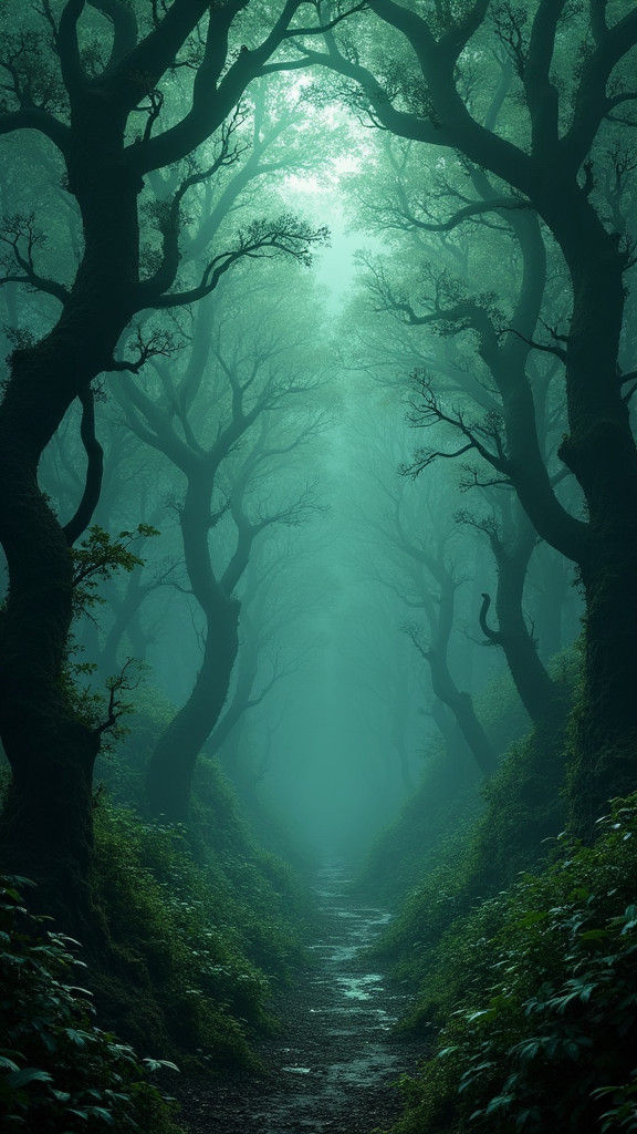 Mystical Forest in Moonlight: Fantasy Matte Painting