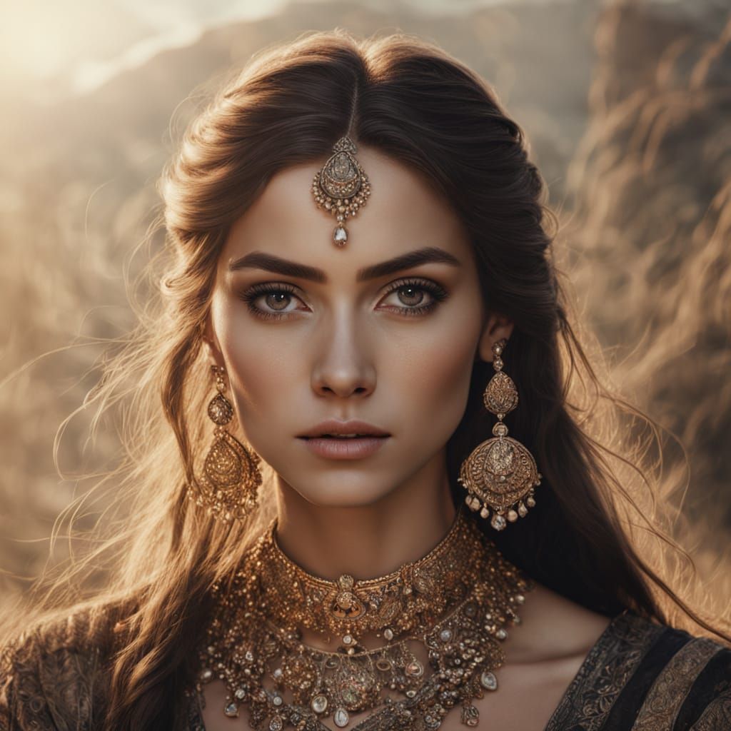 Hyper-Realistic Female Portrait in Warm Golden Light