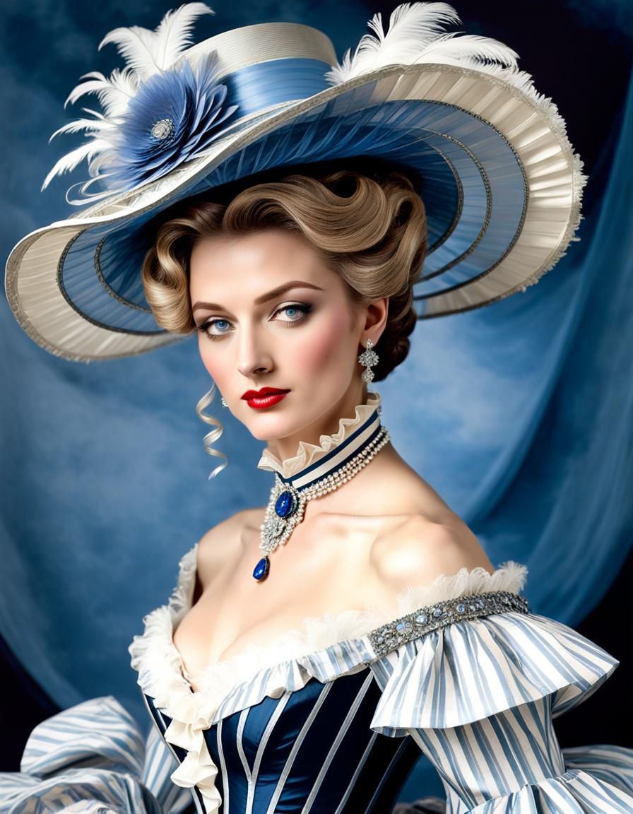 Elegant Bourgeoise in 19th Century Fashion