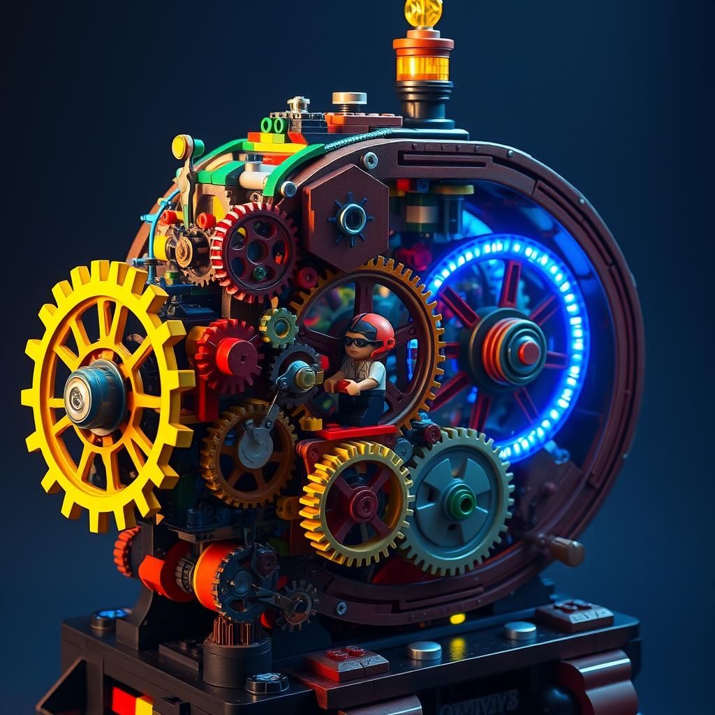 Lego Time Machine with Glowing Wheel