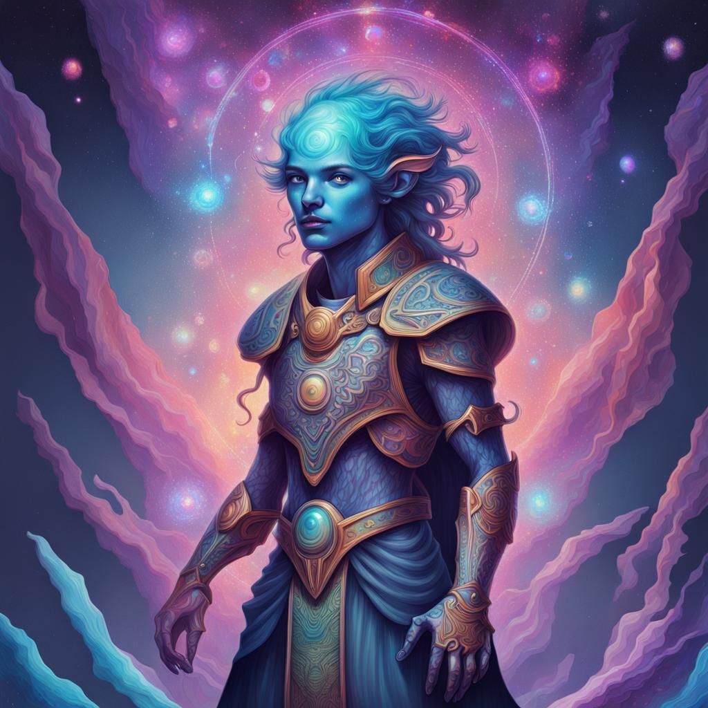 Astral Plasmoid Character in Mixed Media Illustration