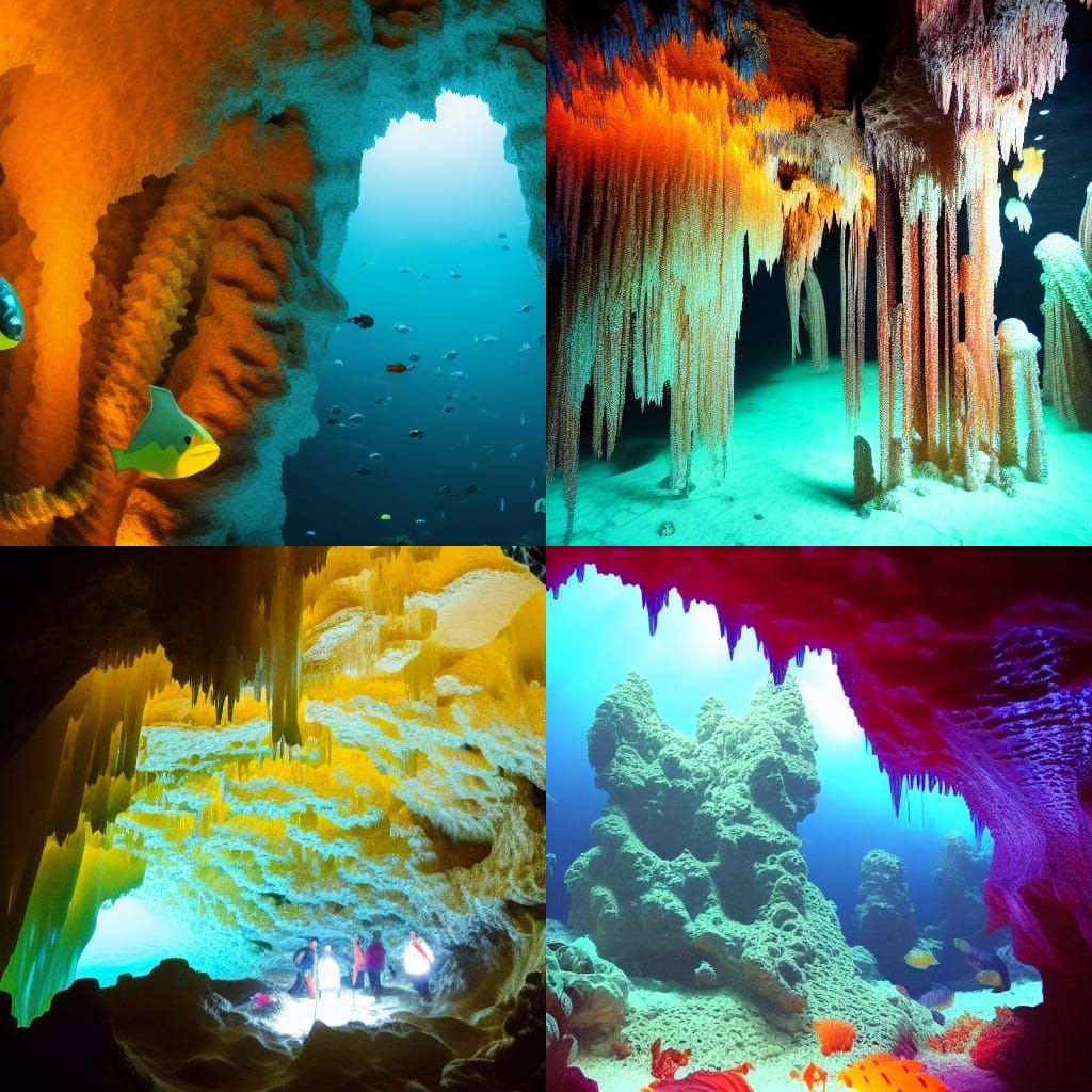 Submarines Explore Glowing Underwater Caves