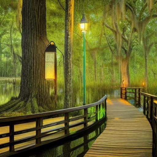 Eerie Swamp Cabin at Night: A Digital Painting