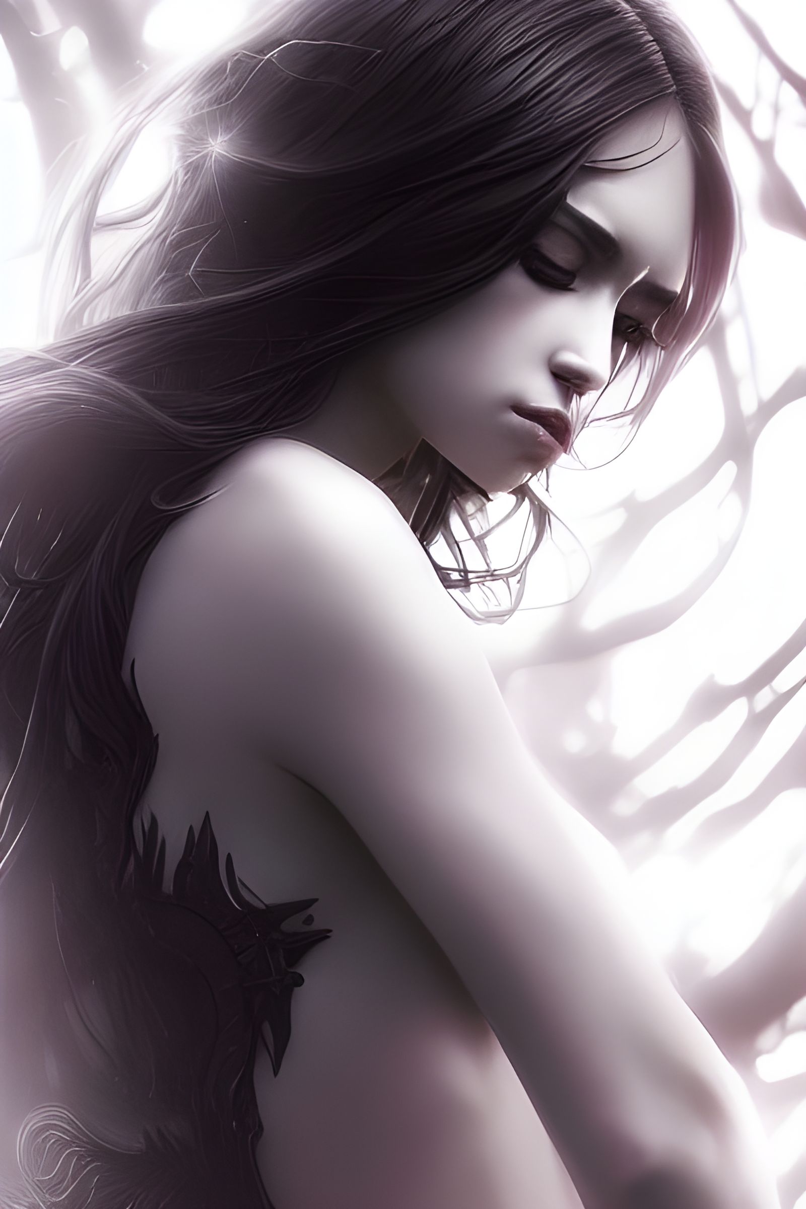 Sinister Goddess: Hyper-Detailed Digital Illustration