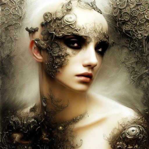 Gothic Superhero in Photorealistic Charcoal Drawing