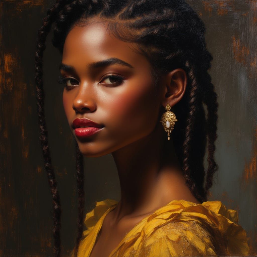 Elegant African Goddess in Gold Gown