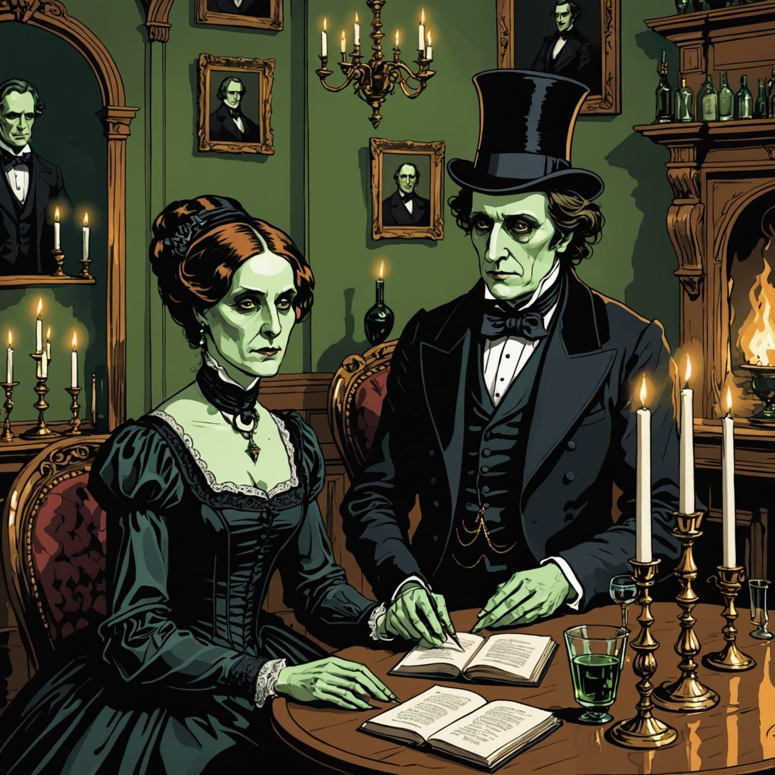 Haunted Victorian Salon with Ghosts and Poltergeists