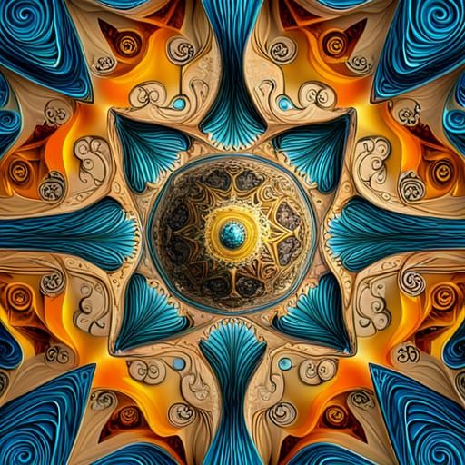 Ornate Arabic Pattern with Steampunk Surrealism