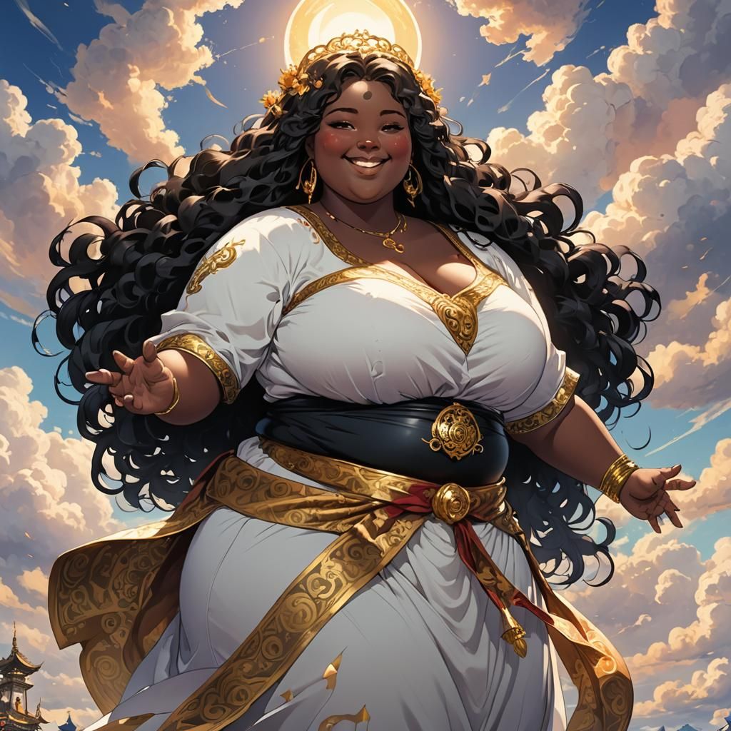 Curvy Goddess with Unforgettable Smile in Anime Style