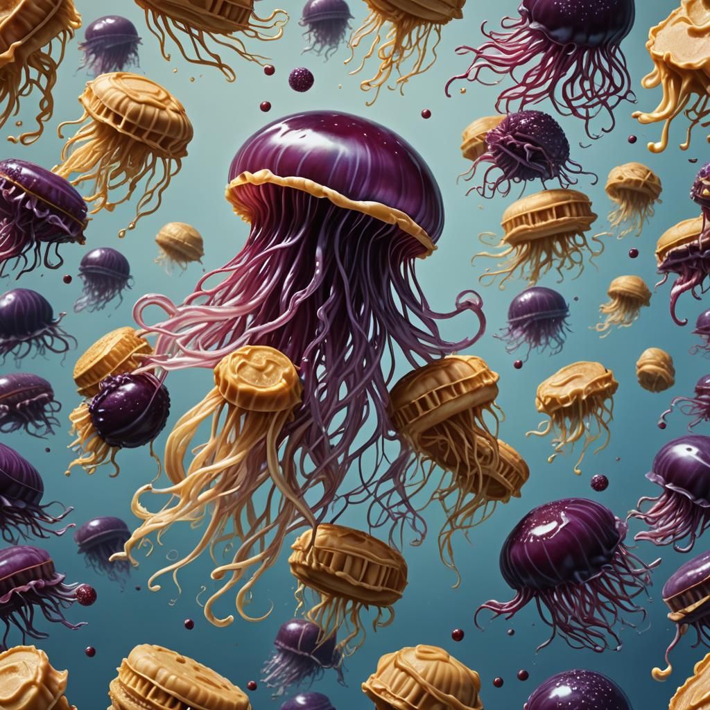 Peanut Butter Jellyfish: Hyperrealistic Ocean Masterpiece