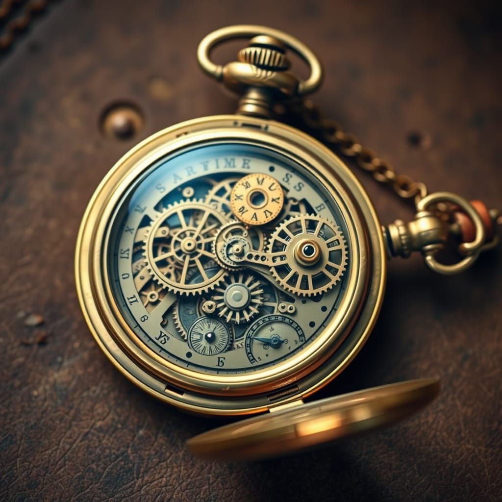 Steampunk Pocket Watch with Intricate Gears and Filigree